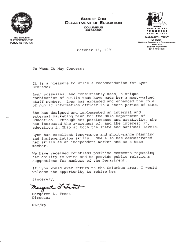 Ohio Department of Education Marge Trent